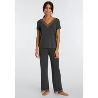 LASCANA Pyjama (Set, 2 tlg) mit bunten Spitzendetails