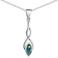 Materia Kettenanhänger Abalone Perlmutt Edelstein Anhänger grün keltisch KA-41, 925 Sterling Silber