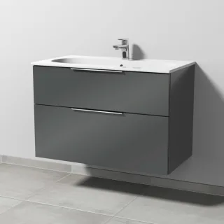 Sanipa 3way Waschtischunterbau zu Geberit Acanto Slim Waschtisch mit 2 Auszügen, Anthrazit-Glanz UF41279
