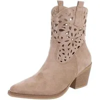 Ital-Design Elegante Stiefeletten mit Ausschnitt für Damen in Alltag und Freizeit Sommerboots (91117090) Blockabsatz Stiefeletten in Hellbraun