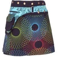 Guru-Shop Minirock Wickelrock, kurzer Fusion Mandala Goa Rock,.. alternative Bekleidung