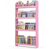 COSTWAY Kinderregal, Bücherregal für Kinder mit 4 Ablagen Wandmontage 56x12x107cm