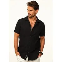 CARISMA Kurzarmhemd in Leinen-Optik als lässiges Sommerhemd - Poloshirt für Herren Herren Polohemd T-Shirt im Regular-Fit - Strandhemd