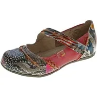 TMA Leder Ballerina Muster variieren Schuhe TMA 5085 Keilpumps Musterdruck, Used Look, Frühjahr, Sommer