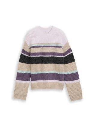 TOM TAILOR Denim - Gestreifter Pullover violet - Gr. - M