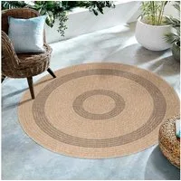 SIMPEX24 Outdoorteppich Vintage Design, Rund, Höhe: 5 mm, Runder Teppich Vintage Design Naturfarben für Terrassen Küchen Balkon