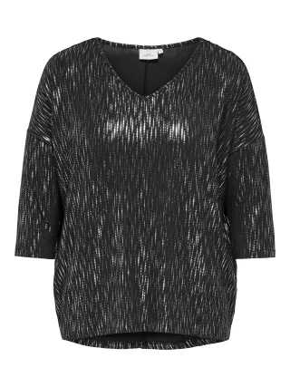 ONLY CARMAKOMA - CARFOILA 3/4 V-NECK TOP JRS Black - Gr. - 52