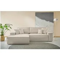 OTTO home Ecksofa FINNLEY, L-Form 257 cm, Schlafsofa, mit Bettkasten, in Bouclé, Struktur fein und Mega Cord