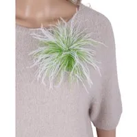 MIRROSI Brosche Edler Federbrosche, Feder-Anstecker im Boho-Vintage Stil, Ausgestattet mit Clip und Anstecknadel für sicheren Halt