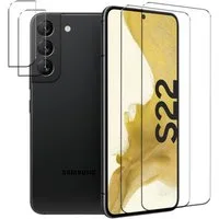 CoolGadget Schutzfolie Panzerfolie für Samsung Galaxy S22, (Spar-Set 4in1, 2x Displayschutz, 2x Kameraschutz), Panzerglas Schutzfolie für Samsung Galaxy S22 Folie