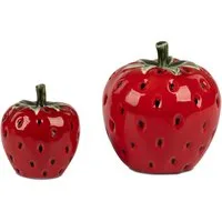 Dragimex Dekofigur 2er Set Erdbeeren aus Porzellan – Hübsche Tisch- & Wohnraumdeko (2er-Set)