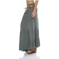 malito more than fashion Sommerrock malito Damen Maxi Rock mit Strickmuster, langer Rock mit Gürtel, luftiger Maxirock