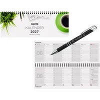 Stylex Schreibwaren Buchkalender Schreibtischquerkalender 2027 / 56 Blatt / 1 Woche = 2 Seiten + Glücks