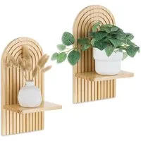Minicloss Wandregal 2 -tlg Holz Boho Wanddeko, Hängeregal mit Dübel, 2-tlg., Regale für Küche, Badezimmer, Wohnzimmer, Schlafzimmer