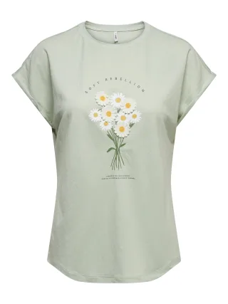 ONLY - ONLJANY NEW S/S O-NECK PRINT TOP BOX JRS Green Lily - Gr. - XL