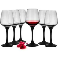 Sendez Rotweinglas 360ml mit schwarzem Stiel Rotweingläser Weißweingläser Weinkelch, 6-tlg., Glas