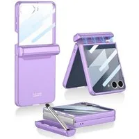 Wigento Handyhülle Für Samsung Galaxy Z Flip7 GKK Full Hülle mit Stiftfach und Stift Lila, Flip-Hülle mit Stiftfach, Stift und Magnetverschluss