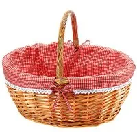 Kobolo Einkaufskorb Weidenkorb - Textil rot kariert - 45x34x20 cm, 30,6 l