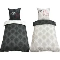Visaggio Bettwäsche Allergiker geeignet 135x200 oder 155x220, Microfaser, 4 teilig, Partnerbettwäsche Mr & Mrs mit Ornamenten