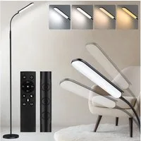 Lujasi LED Stehlampe 18W Dimmbar Stehleuchte 2000LM mit Fernbedienung, lineare Leuchtdichte, Unendliche Farbtemperatur, Leselampe, Stehlampe Wohnzimmer, deckenfluter, Kaltweiß/natürliches Licht/Warmweiß, 360° Flexibler Schwanenhals, 1 Hour Timer, flo