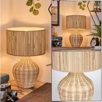 hofstein Tischleuchte Tischlampe aus Rattan/Korbgeflecht/Seegras in Natur/Beige, ohne Leuchtmittel, Leuchte im Retro/Vintage-Design, mit Schalter am Kabel, E27