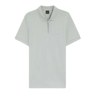 Boss - Poloshirt für Herren, mit kurzem Reißverschluss (Silber)