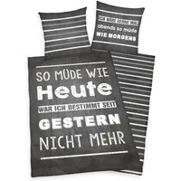 Herding Young Collection Jugendbettwäsche Müde, Renforcé, 2 teilig, mit Spruch