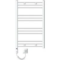 LuxeBath Badheizkörper Designheizkörper Handtuchtrockner Handtuchheizkörper Handtuchheizung, Weiß 600x800mm gerade Seitenanschluss Heizstab 300W Thermostat