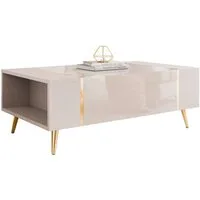 ALLHOUSE24 Couchtisch DIAMANT GOLD Sofatisch Hochglanz, Stauraum, goldene Beine, in 3 Farben (1x Couchtisch), Breite 104 cm