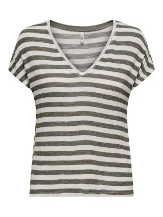 ONLY - ONLLIRAN S/S V-NECK LOOSE TEE JRS Cloud Dancer - Gr. - XS