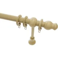 GARDINIA Gardinenstange Set Holz, Ø 28 mm, 1-läufig, Fixmaß, mit Bohren, verschraubt, Holzwerkstoff, 1-Lauf