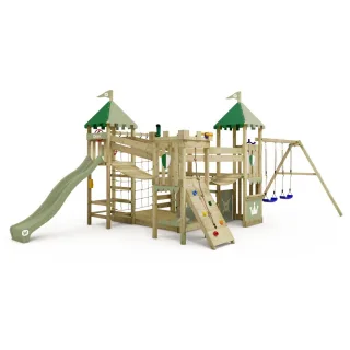 Spielturm Smart King Kletterturm mit Rutsche - Abenteuer Spielplatz Massivholz Garten - Großes Klettergerüst für Kinder mit Sandkasten - Wickey