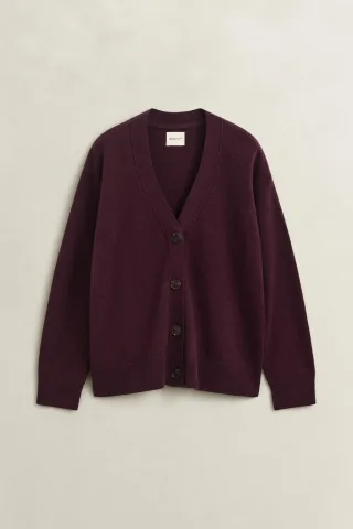 GANT - Superfine Lambswool Strickjacke DARKENED WINE - Gr. - S