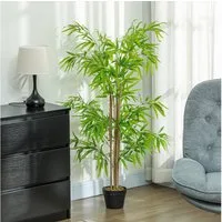 Kunstpflanze künstlicher Bambus groß 150cm im Topf, mit Kunstmoos Bambus, Outsunny, Höhe 150 cm, für Wohnzimmer Schlafzimmer Büro Garten Moderne Dekoration