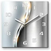 Tulup Wanduhr Metallabstraktion Küche Salon Uhr 30 cm x 30 cm Glasuhr (Analog, Stille Uhr)
