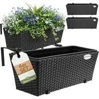 Casaria Blumenkasten, 4er Set 11 Liter Montagehalterung Indoor Outdoor Geländerkasten