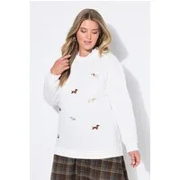 Ulla Popken Sweatshirt Sweater Dackel-Stickerei Rundhals Langarm