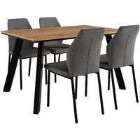OTTO home Essgruppe Genf Tischgruppe, Esstisch plus 4 Stühle, (Set, 5-tlg., Otto's DAUERTIEFPREIS), Esstisch 138 cm, 4 Esszimmerstühle, moderne Tischplatte in Evoke eiche