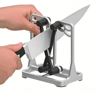 Professional Stainless Steel Manual Knife Sharpener Dual Slot Design Fine Grit Sharpening Rod Compact Kitchen Tool for K