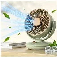 MOPUEA Tischventilator Tischventilator Mini-Ventilator USB Tischventilator 3 Stufen LED leise, 3 Stufen 120°/140° Schwenk LED leise USB wiederaufladbar