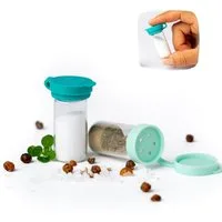 LEKKABOX Salzstreuer Mini 5ml Salzstreuer To Go, 2er Set - Salty kleine aus Glas mit Deckel, Aus Glas und extra klein, nur 4,4 cm – auch ideal für Zucker & Zimt!