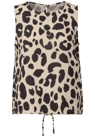 Street One - Musselin Blusentop mit Print beige - Gr. - 34