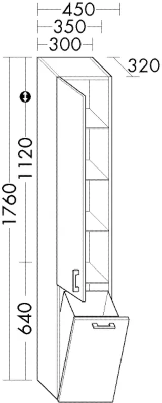 Burgbad Hochschrank Sys30 Preisgruppe 3 Diago 1760x450x320 Grau Hochglanz, HSZN045RF1509 HSZN045RF1509