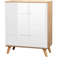 OTTO home Schubkastenkommode Lund Schlafzimmerschrank Wäscheschrank mit hochglänzenden Fronten (Kommode mit 4 Schubladen für viel Stauraum), Schlafzimmerkommode Bestseller im skandinavischem Design
