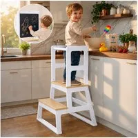Baby Vivo Stehhilfe Lernturm aus Holz - Mit Tafel in Weiß