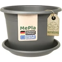 Heimwerkercenter Pflanzkübel MePla Blumentopf Cylindro ø18cm, Untersetzer ø17cm Anthrazit, Kunstoff