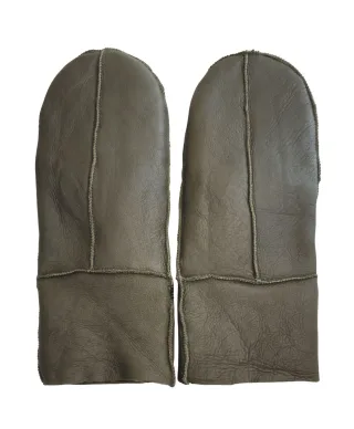 Grüne warme Handschuhe aus echtem Schaffellleder für Damen