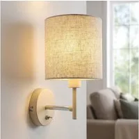 GLOBO LIGHTING Wandleuchte, Leuchtmittel nicht inklusive, Wandlampe Wandlampe Flurleuchte Schalter sandfarben Textil H 26cm