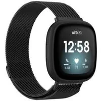 SmartUP Smartwatch-Armband für Fitbit Versa 4 Magnetisches Edelstahl Armband Milanese Ersatzband, Atmungaktiv, zeitloses Design, stufenlos verstellbar