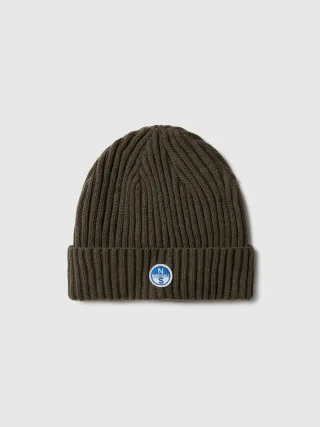 North Sails Beanie Breiter Rippstrick mit Logo-Patch